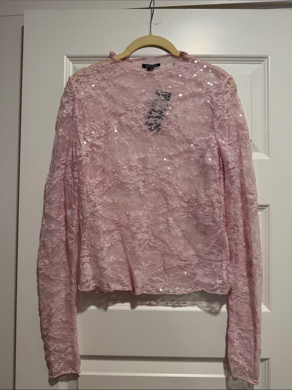 wild fable Pink Lace Sequin Long Sleeve Top